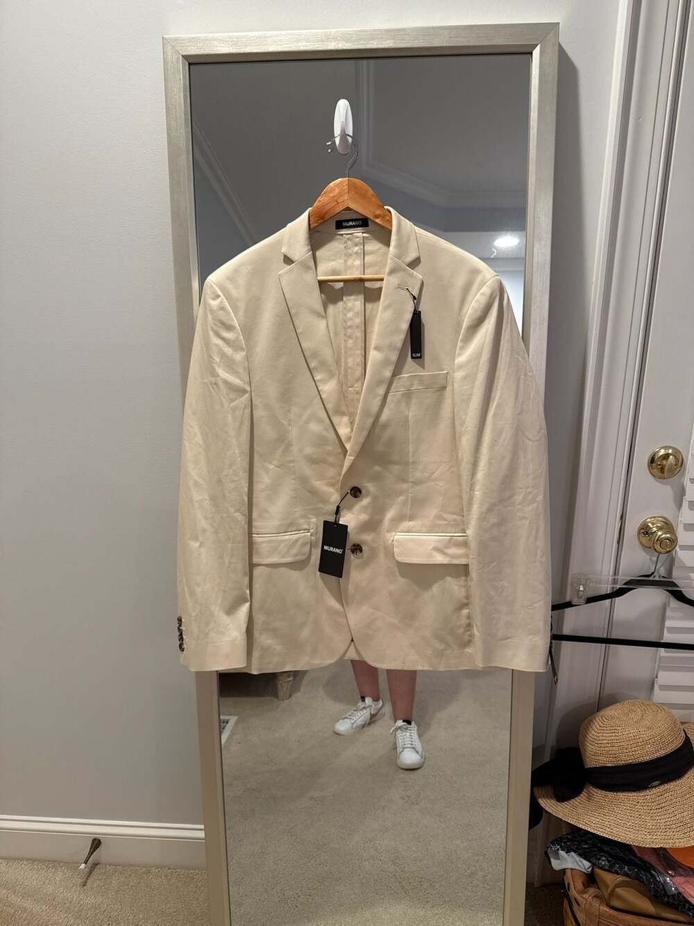 Murano Men's Slim Fit Linen-Blend Sport Coat in Stone
